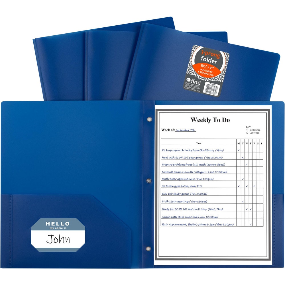 Portfolios, Report Covers & Pocket Binders; Color: Blue; Overall Width: 9; Overall Length: 11.00; Material: Polypropylene