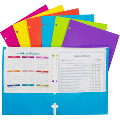 Portfolios, Report Covers & Pocket Binders; Color: Bright Pink, Yellow, Blue, Lime Green, Purple, Orange; Overall Width: 8.5 in; Overall Length: 11 in; Material: Paper