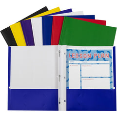 Portfolios, Report Covers & Pocket Binders; Color: Red, White, Yellow, Blue, Purple, Black, Green; Overall Width: 8.5 in; Overall Length: 11 in; Material: Paper