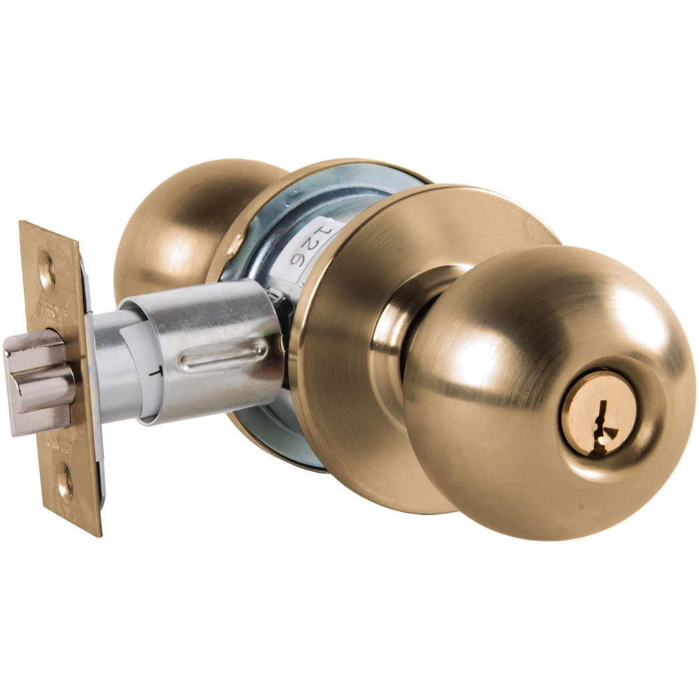 Knob Locksets; Type: Entrance; Key Type: Keyed Different; Material: Metal; Finish/Coating: Antique Brass; Compatible Door Thickness: 1-3/8" to 1-3/4"; Backset: 2.75; Lockset Grade: Grade 2