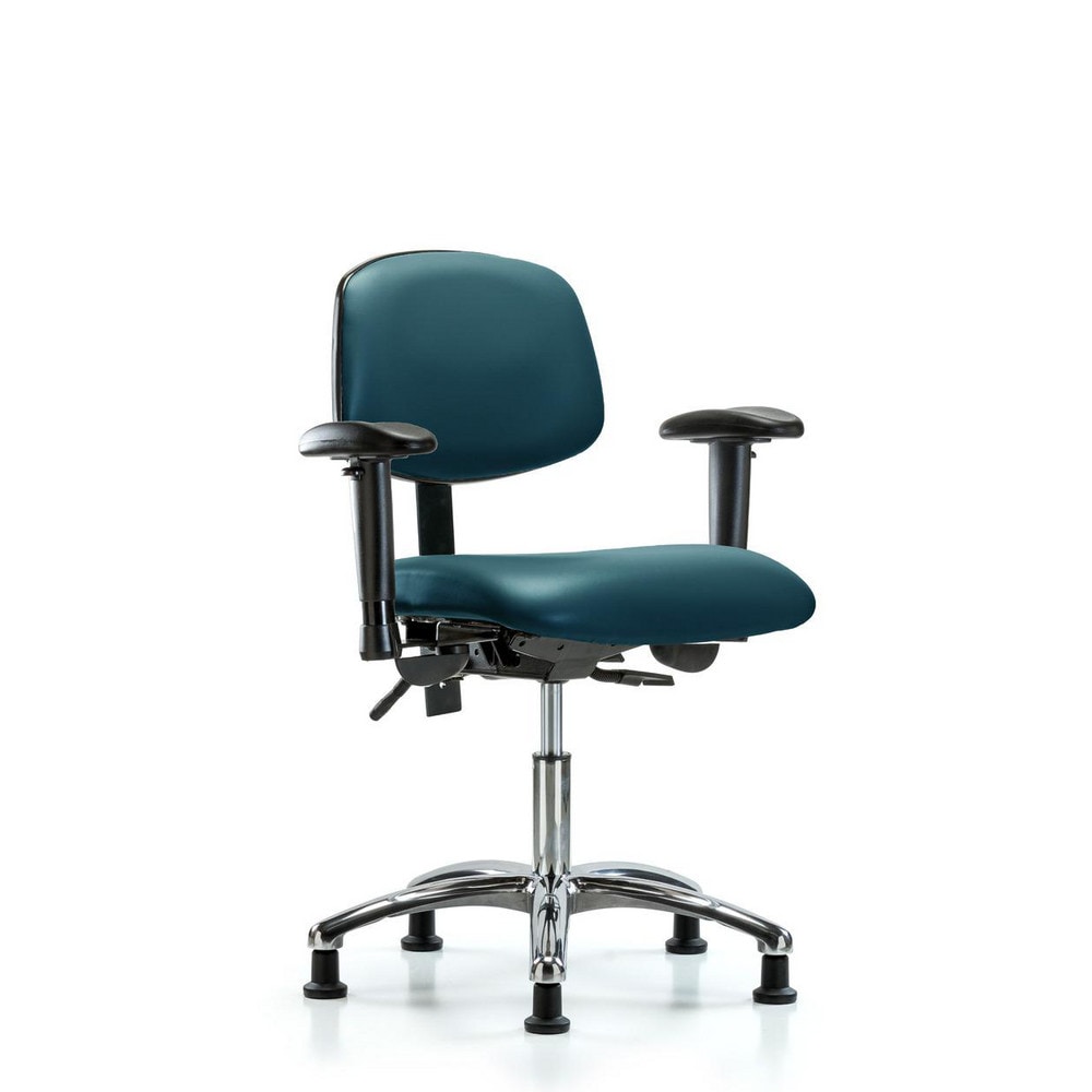 Ergonomic Multifunction Task Chair: Vinyl, 24" Seat Height, Marine Blue