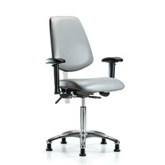 Clean Room Task Chair: Vinyl, 29" Seat Height, Sterling