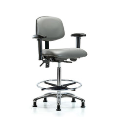 Ergonomic Multifunction Task Chair: Vinyl, 36" Seat Height, Sterling