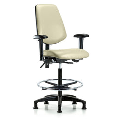 Ergonomic Multifunction Task Chair: Vinyl, 37" Seat Height, Adobe White