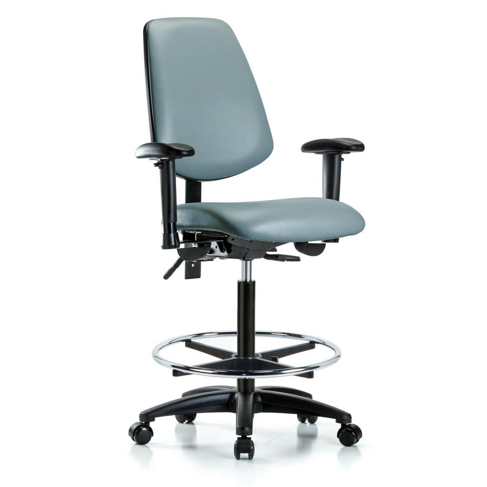 Ergonomic Multifunction Task Chair: Vinyl, 37" Seat Height, Storm