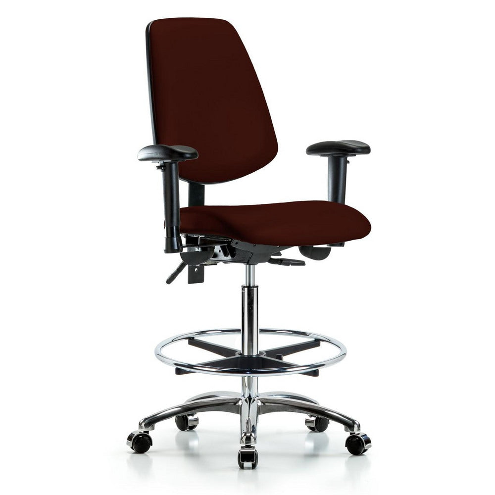 Ergonomic Multifunction Task Chair: Vinyl, 36" Seat Height, Burgundy