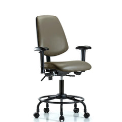 Ergonomic Multifunction Task Chair: Vinyl, 27-3/4" Seat Height, Taupe