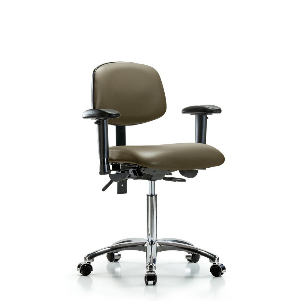 Ergonomic Multifunction Task Chair: Vinyl, 29" Seat Height, Taupe