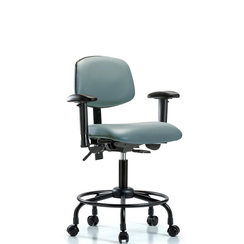 Ergonomic Multifunction Task Chair: Vinyl, 27-3/4" Seat Height, Storm