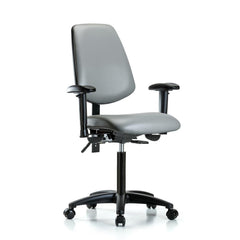 Ergonomic Multifunction Task Chair: Vinyl, 28-1/2" Seat Height, Sterling