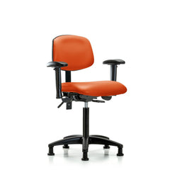 Ergonomic Multifunction Task Chair: Vinyl, 28-1/4" Seat Height, Orange Kist