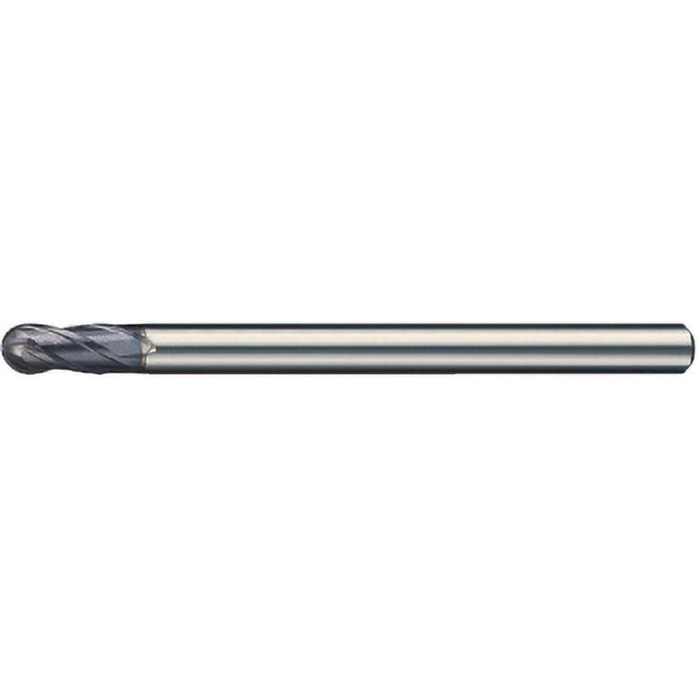 Ball End Mill: 8.00 mm Dia, 14.00 mm LOC, 4 Flute, Solid Carbide