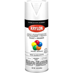 Spray Paint: White, Semi-Gloss, 12 oz Net Fill, Acrylic Enamel