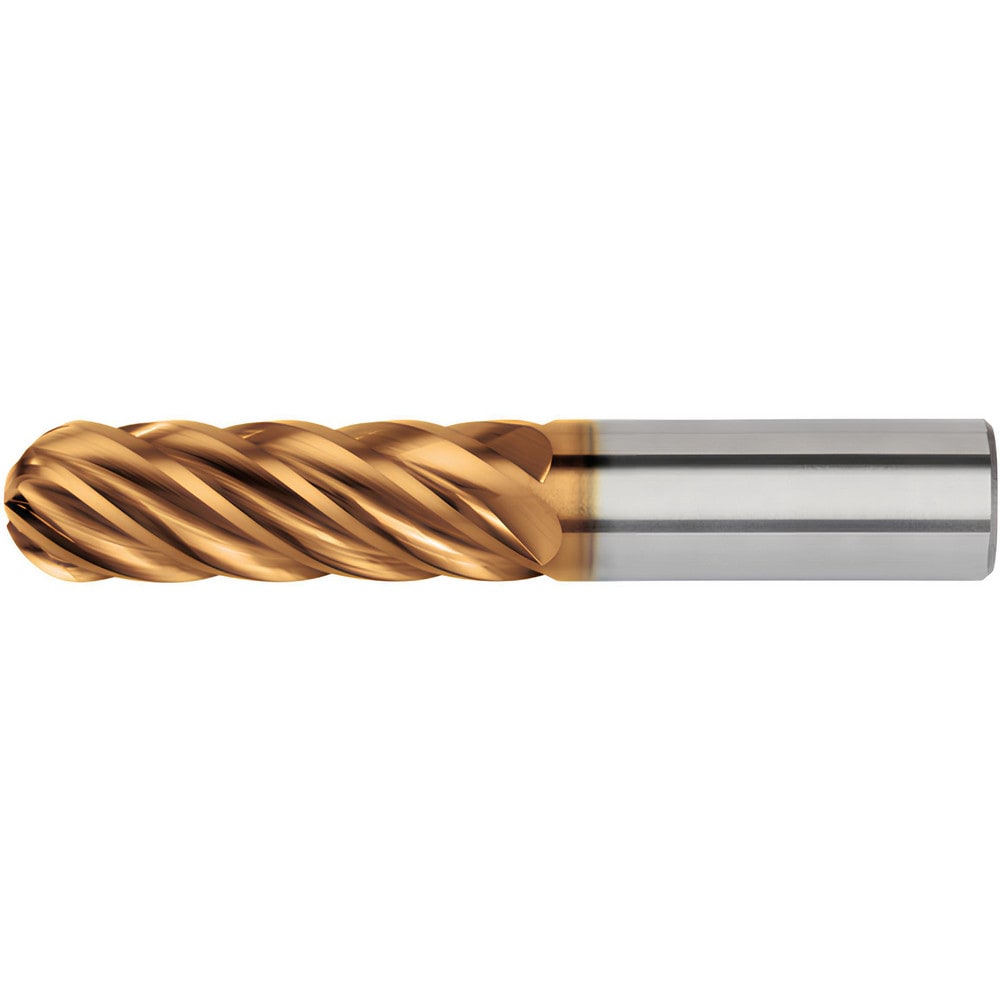 Ball End Mill: 1/2" Dia, 1" LOC, 6 Flute, Solid Carbide