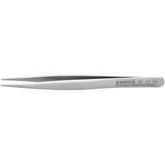 Tweezers; Tweezer Type: Fine Point; Pattern: Smooth Pointed Tip and Serrated Bent Tip; Material: Stainless Steel; Tip Type: Pointed, Straight; Tip Shape: Pointed; Overall Length (Inch): 4-3/4; Grip Style: Smooth