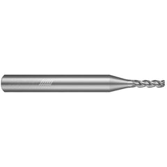 Corner Radius End Mill: 1/8" Dia, 1/2" LOC, 0.0300" Radius, 3 Flute, Solid Carbide