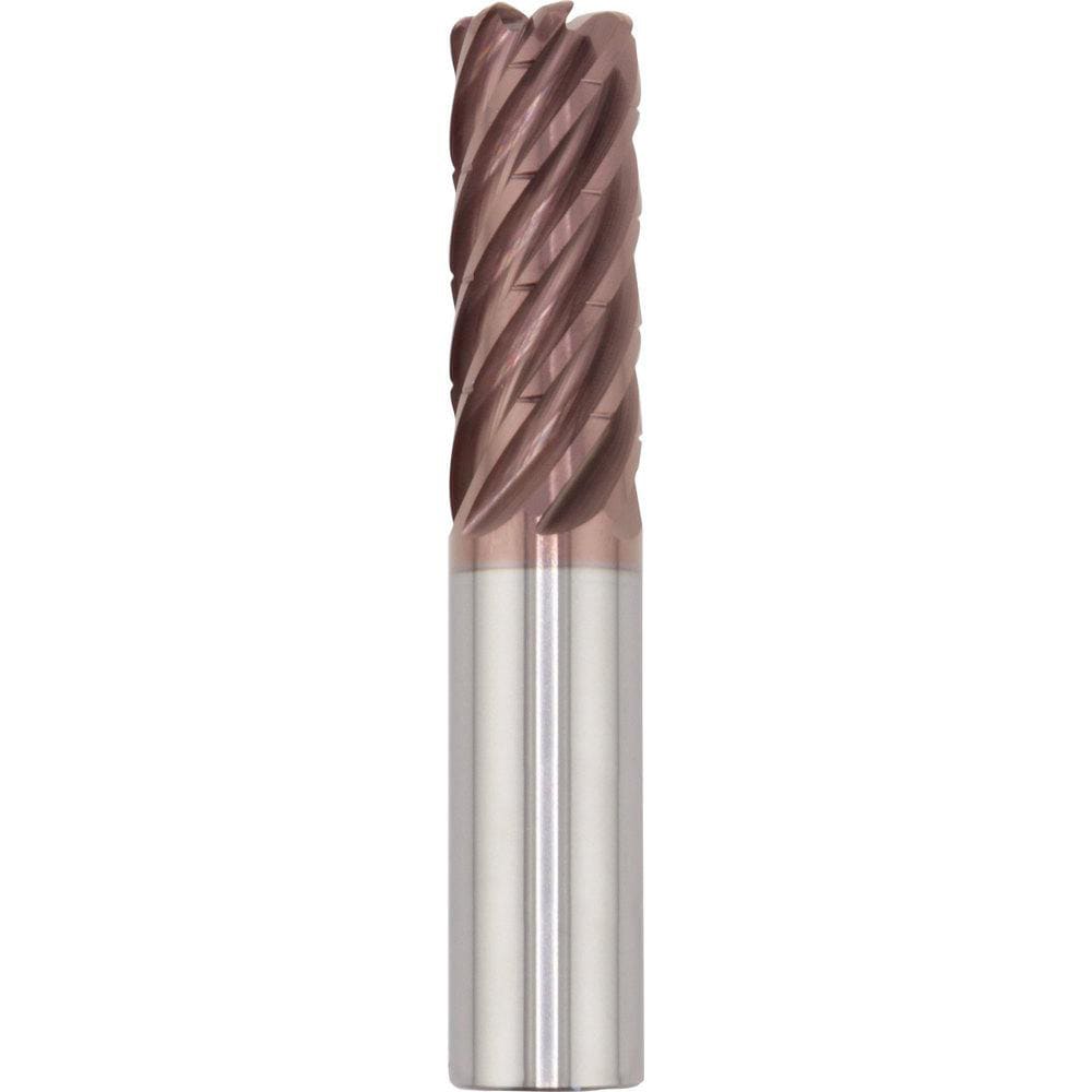 Corner Radius End Mill: 25.00 mm Dia, 63.00 mm LOC, 2.00 mm Radius, 7 Flute, Solid Carbide