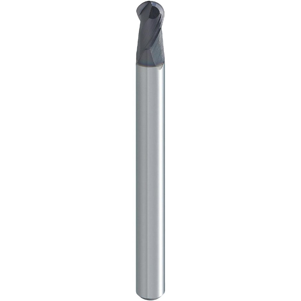 Ball End Mill: 10.00 mm Dia, 15.00 mm LOC, 2 Flute, Solid Carbide