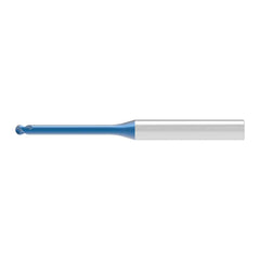 Ball End Mill: 1.00 mm Dia, 0.80 mm LOC, 2 Flute, Solid Carbide