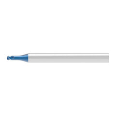 Ball End Mill: 1.00 mm Dia, 0.80 mm LOC, 2 Flute, Solid Carbide