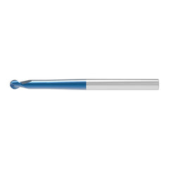 Ball End Mill: 1.20 mm Dia, 1.40 mm LOC, 2 Flute, Solid Carbide
