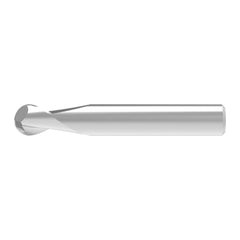 Ball End Mill: 0.50 mm Dia, 1.50 mm LOC, 2 Flute, Solid Carbide