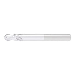 Ball End Mill: 12.00 mm Dia, 22.00 mm LOC, 2 Flute, Solid Carbide