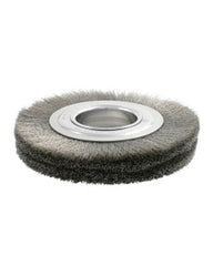 10″ Diameter × 1 1/8″ Width, Carbon Steel, 0.0118″ Crimped Bristle, Wheel Brush