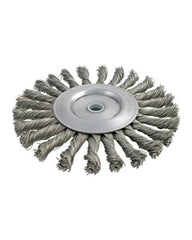 4″ Diameter × 3/8″ Width, Stainless Steel, 0.020″ Knotted Bristle, Wheel Brush
