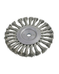 8″ Diameter × 3/4″ Width, Stainless Steel, 0.016″ Knotted Bristle, Wheel Brush