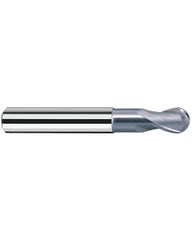 1.5 mm Cutting Dia. × 3 mm Shank Dia. × 2 mm LOC × 40 mm OAL, 2 Flute, Carbide, Polychrom, Ballnose Endmill, Sphericut