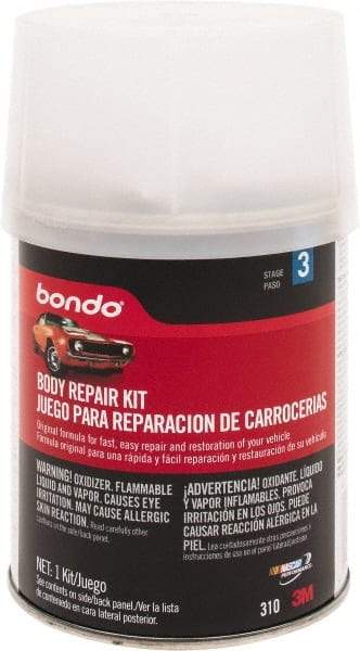 3M - 4 Piece Body Repair Kit - 16 oz Body Filler, .50 oz Cream Hardener, Metal Body Patch, Spreader - Exact Industrial Supply