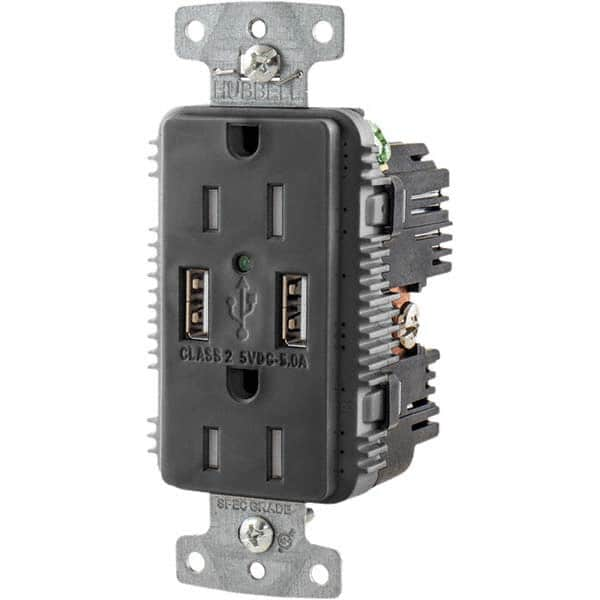 Hubbell Wiring Device-Kellems - USB Receptacles Number of USB Ports: 2 Number of Receptacles: 2 - Exact Industrial Supply