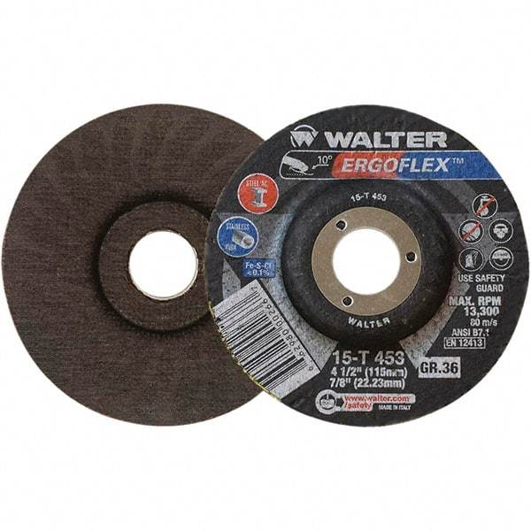 WALTER Surface Technologies - Depressed-Center Wheels Wheel Diameter (Inch): 4-1/2 Wheel Thickness (Inch): 3/64 - Exact Industrial Supply