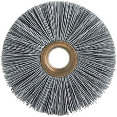 Brush Research Mfg. - 2" OD, 1/2" Arbor Hole, Crimped Abrasive Nylon Wheel Brush - 1/2" Face Width, 1/2" Trim Length, 20,000 RPM - Exact Industrial Supply