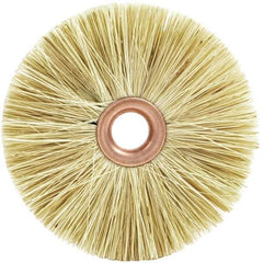 Brush Research Mfg. - 2-1/2" OD, 1/2" Arbor Hole, Crimped Tampico Wheel Brush - 3/8" Face Width, 13/16" Trim Length, 20,000 RPM - Exact Industrial Supply