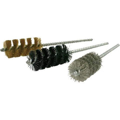 Brush Research Mfg. - 5/8" Diam Helical Steel Tube Brush - Single Spiral, 0.008" Filament Diam, 1-3/4" Brush Length, 5" OAL, 0.19" Diam Galvanized Steel Shank - Exact Industrial Supply