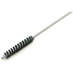 Brush Research Mfg. - 7/16" Diam Helical Nylon Tube Brush - Single Spiral, 0.014" Filament Diam, 2-1/2" Brush Length, 12" OAL, 0.168" Diam Galvanized Steel Shank - Exact Industrial Supply