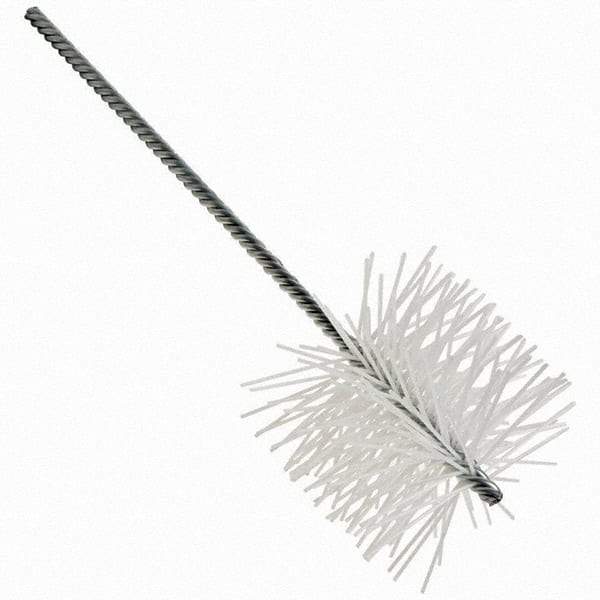 Brush Research Mfg. - 5-1/2" Diam Helical Nylon Tube Brush - Single Spiral, 0.079" Filament Diam, 8" Brush Length, 8" OAL, 0.292" Diam Galvanized Steel Shank - Exact Industrial Supply