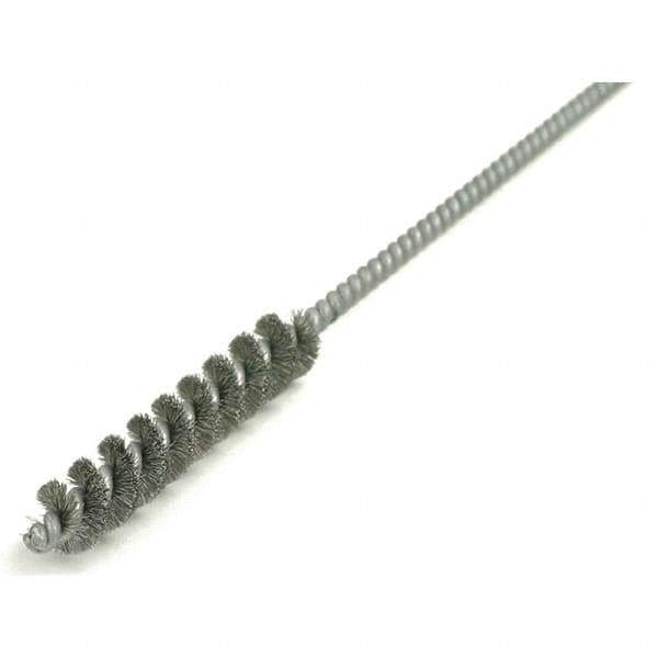 Brush Research Mfg. - 3/4" Diam Helical Steel Tube Brush - Single Spiral, 0.006" Filament Diam, 3" Brush Length, 34" OAL, 0.245" Diam Galvanized Steel Shank - Exact Industrial Supply