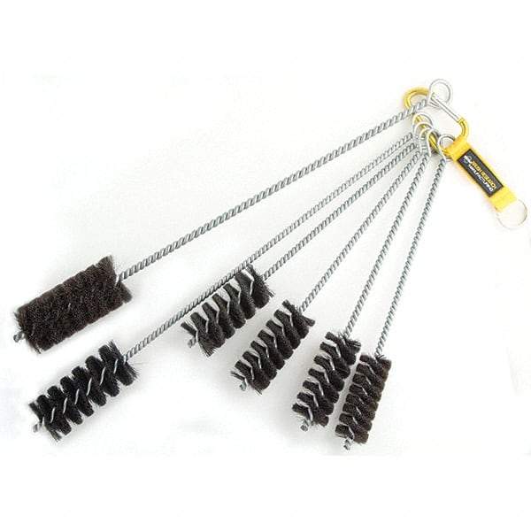 Brush Research Mfg. - 1-3/4" Diam Helical Natural Bristle Tube Brush - Single Spiral, 0.012" Filament Diam, 3-1/2" Brush Length, 18" OAL, 0.292" Diam Galvanized Steel Shank - Exact Industrial Supply