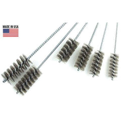 Brush Research Mfg. - 3" Diam Helical Steel Tube Brush - Single Spiral, 0.012" Filament Diam, 4" Brush Length, 18" OAL, 0.292" Diam Galvanized Steel Shank - Exact Industrial Supply