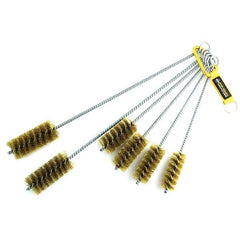 Brush Research Mfg. - 1-3/4" Diam Helical Brass Tube Brush - Single Spiral, 0.012" Filament Diam, 3-1/2" Brush Length, 18" OAL, 0.292" Diam Galvanized Steel Shank - Exact Industrial Supply