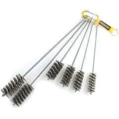 Brush Research Mfg. - 1-3/4" Diam Helical Steel Tube Brush - Single Spiral, 0.012" Filament Diam, 3-1/2" Brush Length, 18" OAL, 0.292" Diam Galvanized Steel Shank - Exact Industrial Supply