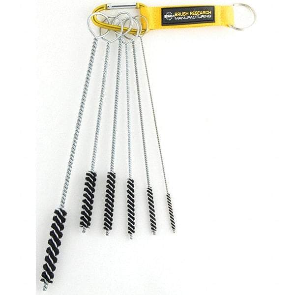 Brush Research Mfg. - 7/16" Diam Helical Natural Bristle Tube Brush - Single Spiral, 0.006" Filament Diam, 2-1/2" Brush Length, 10" OAL, 0.168" Diam Galvanized Steel Shank - Exact Industrial Supply