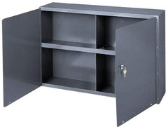 Durham - 1 Shelf Wall Storage Cabinet - Steel, 33-3/4" Wide x 8-1/2" Deep x 22-1/4" High, Gray - Exact Industrial Supply