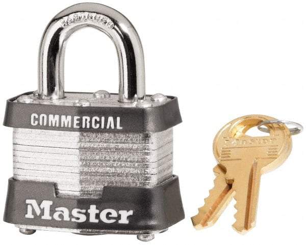 Master Lock - 3/4" Shackle Clearance, Keyed Different Maximum Security Padlock - 9/32" Shackle Diam, Laminated Steel - Exact Industrial Supply