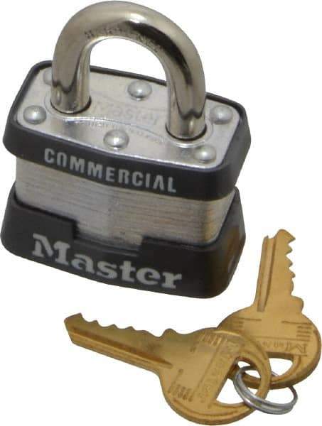Master Lock - 3/4" Shackle Clearance, Keyed Alike Maximum Security Padlock - 9/32" Shackle Diam, Laminated Steel - Exact Industrial Supply