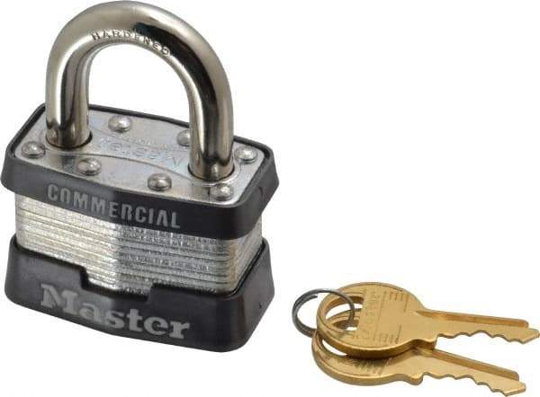 Master Lock - 15/16" Shackle Clearance, Keyed Alike Maximum Security Padlock - 5/16" Shackle Diam, Laminated Steel - Exact Industrial Supply