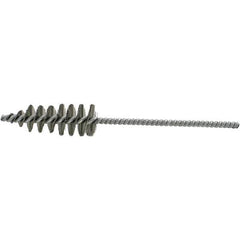Brush Research Mfg. - 1.3" Diam Helical Steel Tube Brush - Single Spiral, 0.012" Filament Diam, 3-5/8" Brush Length, 10-1/2" OAL, 0.292" Diam Galvanized Steel Shank - Exact Industrial Supply